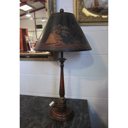 1010 - A table lamp base with chinoiserie style shade