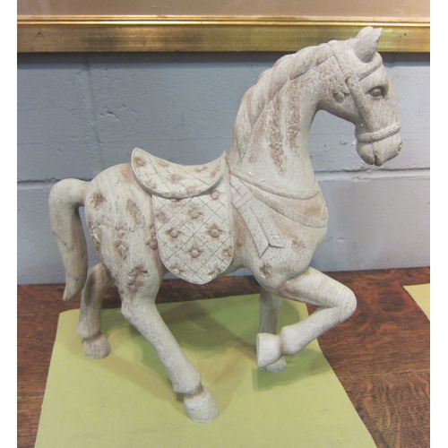 1043 - A modern sculpture of a prancing horse, 45.5cm tall