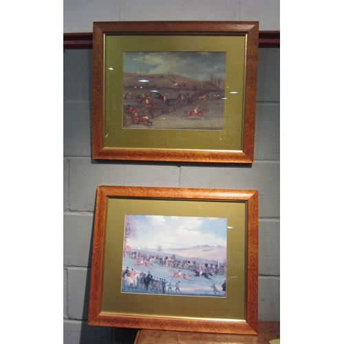 1044 - Two decorative gilt framed prints of equestrian scenes, 30cm x 39cm