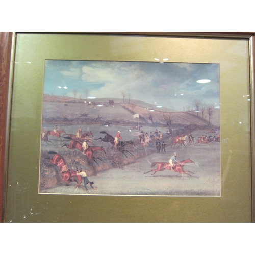 1044 - Two decorative gilt framed prints of equestrian scenes, 30cm x 39cm