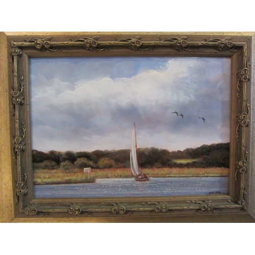 1058 - A pair broadland scenes oils, framed, 12cm x 17cm