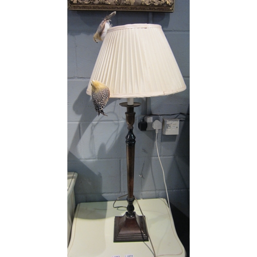 1073 - A bronzed metal table lamp base with pleated shade