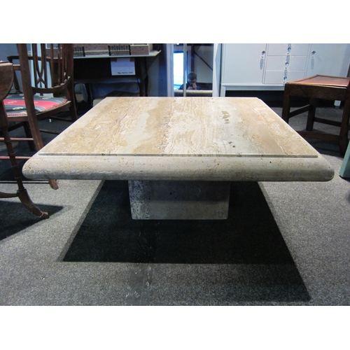 1093 - An Art Deco style marble coffee table with square base, 87cm square