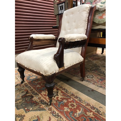 2254 - A William IV mahogany arm chair frame for recovering           (E) 30-40