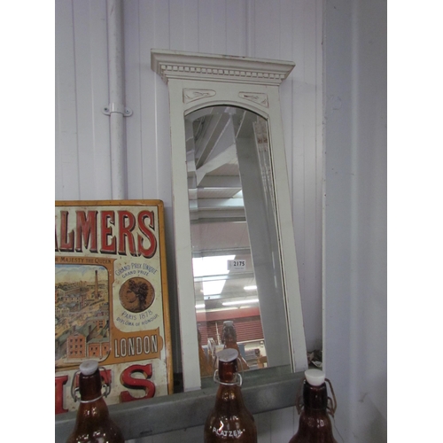 2175 - A painted slim Edwardian mahogany pier mirror