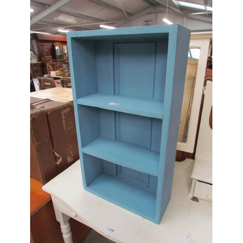 2190 - A blue painted pine bookcase