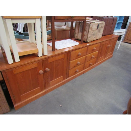 2195 - A pine four door, three drawer dresser base 290w x 58d x 66cm tall