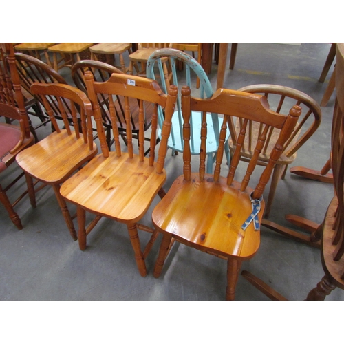 2201 - Three pine chairs and an oak chair