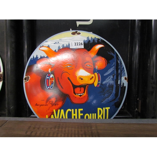 2226 - An enamel sign laughing cow 30cm