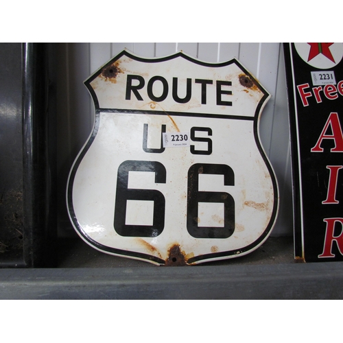 2230 - An enamel sign Route 66 30 x 33cm