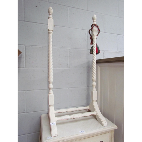 2233 - A white painted cheval mirror with barleytwist supports         (E) £15-20