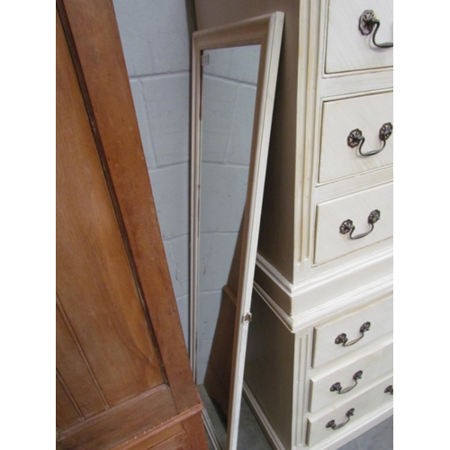 2233 - A white painted cheval mirror with barleytwist supports         (E) £15-20