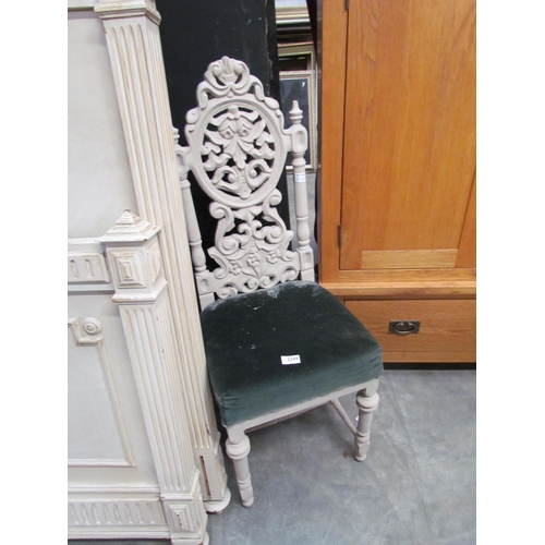 2249 - A Victorian Gothic style carved high-back chair, repainted in cream