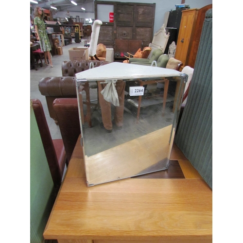 2264 - A bathroom corner cabinet with mirror door and a Lloyd Loom linen basket