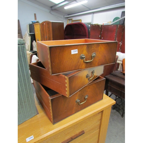 2265 - Three flame mahogany drawers with brass swan neck handles