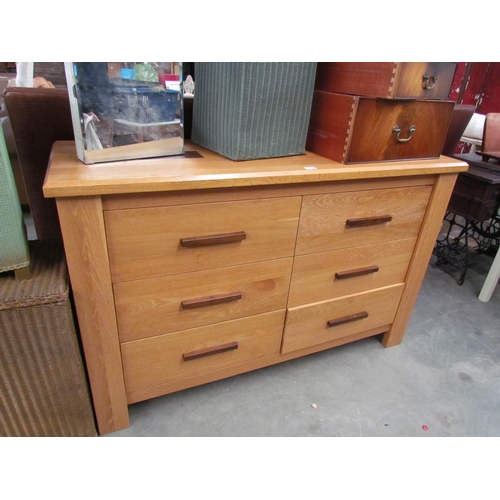 2266 - A modern oak chest of six drawers 145 x 49 x 92cm tall