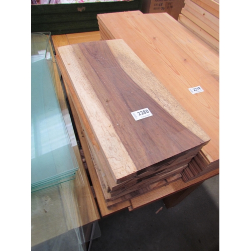 2280 - Eight exotic hardwood boards 40x19cm