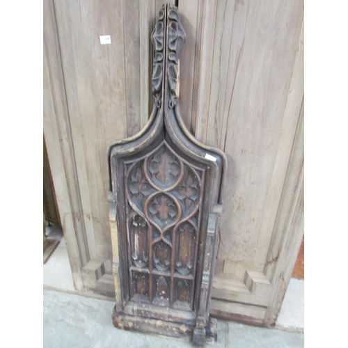 2301 - A Victorian carved and Gothic oak pew end a/f