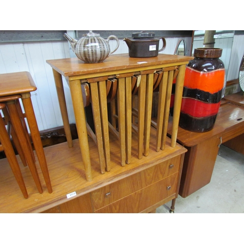 2311 - A teak coffee table with four pullout drop leaf tables, top a/f