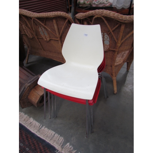 2327 - Four Italian red and one white plastic on chrome leg chairs, Maui for Kartell           (R) £10