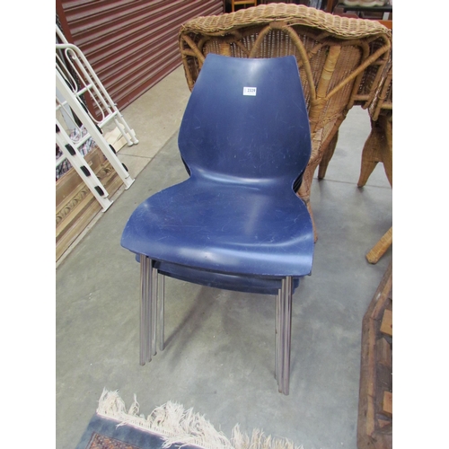 2329 - Four Italian blue plastic on chrome leg chairs, Maui for Kartell