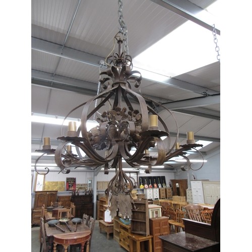 2005 - A wrought iron electrolier with acanthus leaf design            (R) £140