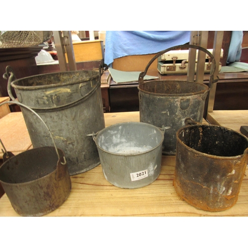 2021 - Five galvanised paint buckets