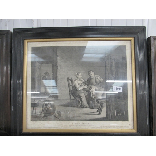 2048 - Six 19th Century black and white prints in reeded frames, one pane a/f