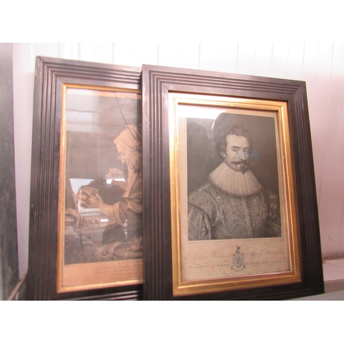 2048 - Six 19th Century black and white prints in reeded frames, one pane a/f