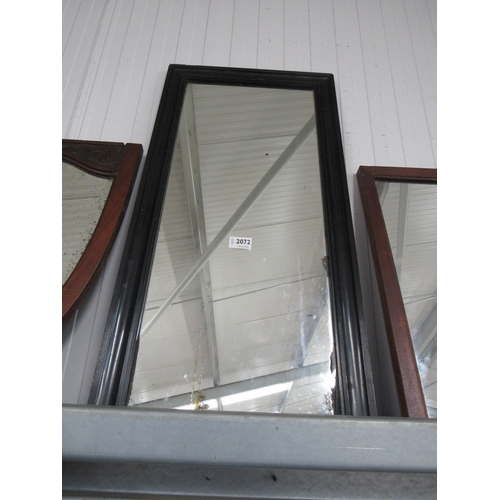 2072 - An Edwardian ebonised framed mirror 39x79cm         (E) £10-15