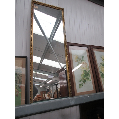 2092 - A gilt framed slendor wall mirror 33x94cm        (E) £10-15