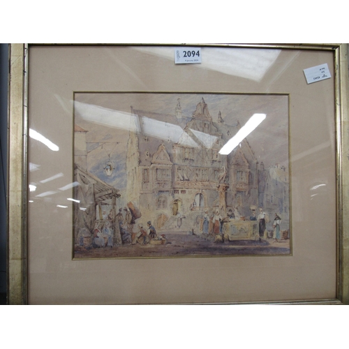 2094 - A 19th Century watercolour and a town scene       (E) £15-20