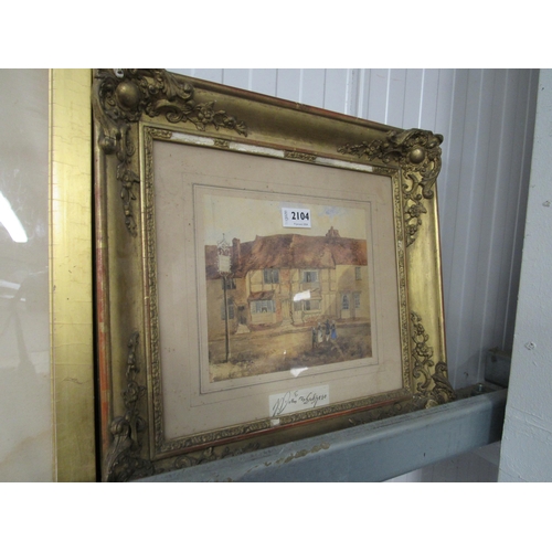 2104 - A 19th Century gilt and gesso framed watercolour of Shakespears house