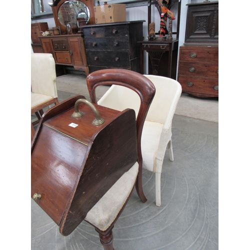 2122 - A Victorian mahogany chair, coal box and a tub chair