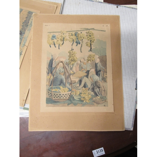 2136 - Three early 20th Century oriental  farming prints by Coll        (E) £20-30