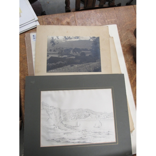 2138 - A bundle of pictures and prints including a Victorian watercolour by C V Fielding 1757 - 1855       ... 