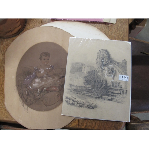 2141 - Two Victorian charcoal and pastel drawings one signed A. Batts 1866       (E) £10-20