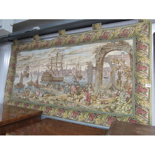 2165 - A wall hanging tapestry of an 18th Century Venietian harbour approx 180 x 100cm