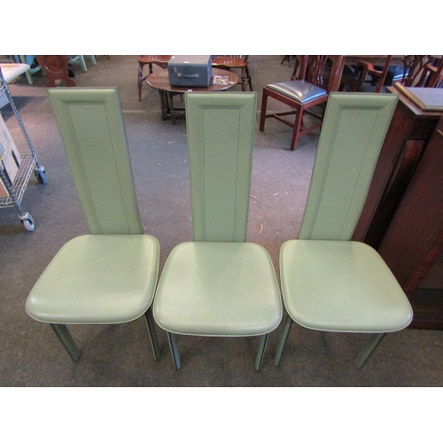 1144 - A set of three modern dining chairs in pistachio green   (E) £20-30