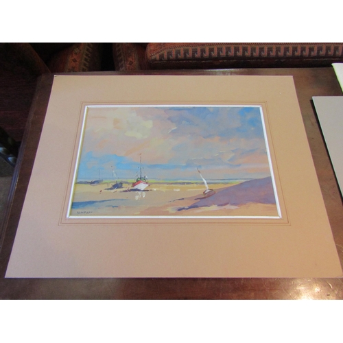 1148 - WILLIAM HENRY FORD (XIX):  Two mounted watercolours depicting beached boats.  Both signed.  Image si... 