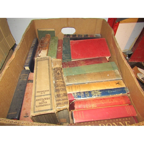 1218 - A box of books including The Complete Guide to Heraldry, Drydens Poetical Works etc.  (C)