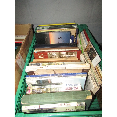 1397 - Two boxes of books relating to Sheffield, including local history, social history & industry, topogr... 