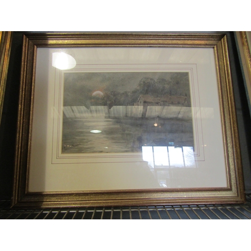 1401 - PATTIE PARSONS-NORMAN (XIX): A watercolour of moonlit riverscape, 21cm x 32.5cm image size, framed a... 