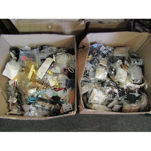 1432 - Two boxes of costume jewellery, part box filled with packaging only   (E) £20-30