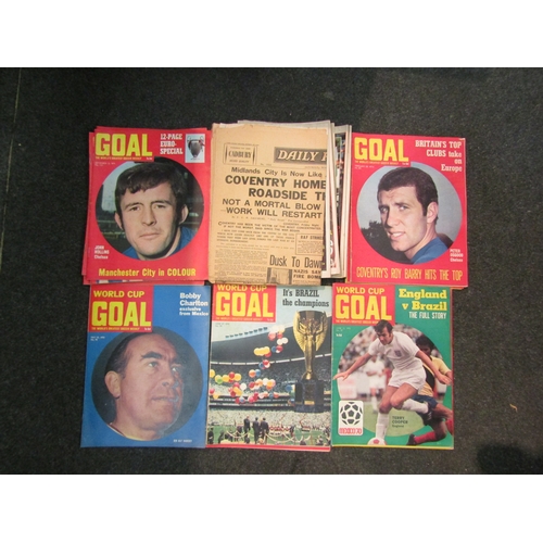 1468 - Two boxes of football magazines including mostly Goal, Shoot, etc.