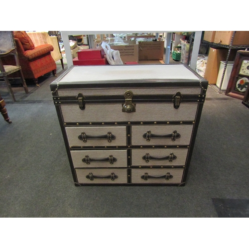 1471 - A vintage style trunk with lift lid and six drawer front, 72cm tall x 79cm wide x 41cm deep