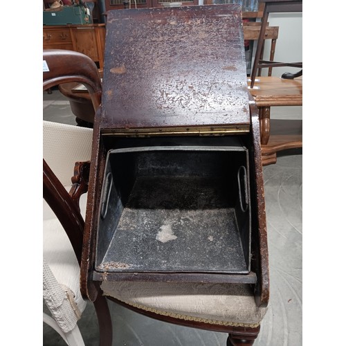 2122 - A Victorian mahogany chair, coal box and a tub chair