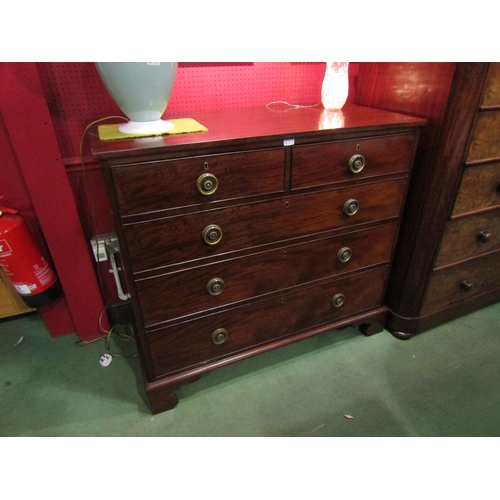 4027 - A 19th Century mahogany two over three chest of drawers with pierced ring drop handles, crossbanding... 