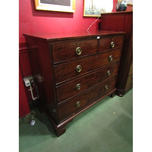 4027 - A 19th Century mahogany two over three chest of drawers with pierced ring drop handles, crossbanding... 