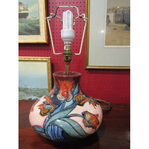 4032 - A Moorcroft table lamp base of squat form